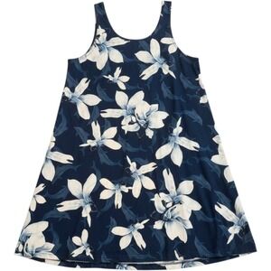 5Fin Floral Dolphin Tank Dress Womens Medium Blue Sleeveless Hawaiian SPFA-Line